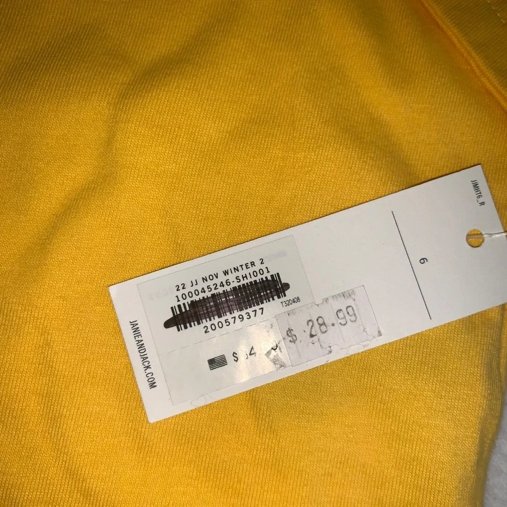 Janie and Jack yellow white long sleeve tee ski new with‎ tags